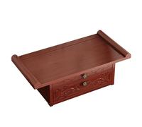 Bamboo Altar Table for Buddha - 19.6" Pooja Sanctuary with Drawer Compact Meditation Furniture for Home Prayer Spiritual Decor & Mindfulness Practices
