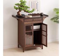 Bamboo Altar Table for Buddhist Meditation - Storage Cabinet for Pooja Prayer Chinese Buddhist Decor for Living Room Meditation Furniture for Spiritual Sanctuary