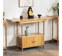Bamboo Altar Table, Home meditation shrine with cabinet, Retro Temple table for Buddha statues, For placement candles,incense burners,offerings