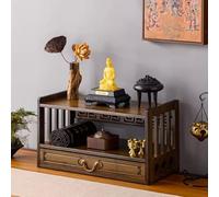 Bamboo Altar Table with Drawer, 3-Tier Meditation Stand, Buddhist Prayer Shrine for Home and Office Use, Natural Design for Tranquil Spaces