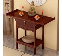 Bamboo Altar Table with Drawer Storage, Chinese Meditation Buddhist Prayer Stand for Bedroom Living Room Office Entryway