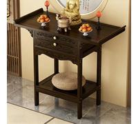 Bamboo Altar Table with Drawer Storage, Chinese Meditation Buddhist Prayer Stand for Bedroom Living Room Office Entryway