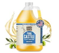 BAMBOO AND BIRCH Pure Castile Soap Liquid Organic, Certified Palm Oil Free Natural Soap, Unscented, 64 oz