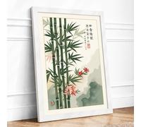 Bamboo and Blossom Japandi Framed Wall Art Print A3 White