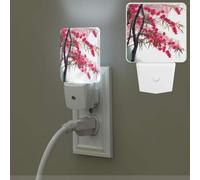 Bamboo and Cherry Blossoms Tree Night Light Plug into Wall, LED Night Light with Dusk-to-Dawn Light Sensor 0.5W Nightlights Plug in Lamp for Hallway, Bedroom, Bathroom