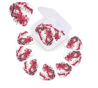 Bamboo and Cherry blossoms Tree Print Guitar Picks 12 Pack Guitar Plectrums with Storage Box Bass Picks For Acoustic Guitar Bass Electric Ukulele Includes 0.46mm, 0.71mm, 0.96mm