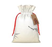 (Bamboo And Cherry Blossoms Tree Zen) Burlap Gift Bags With Drawstring, M Size Holiday Present Goody Bags For Xmas Party