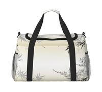 Bamboo and Cherry Blossoms Tree Zen Large Travel Duffle Bag with Shoulder Strap,Water-Resistant Twill Weekender Bag for Men Women,Spacious Carryall Gym Bag
