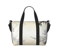 Bamboo and Cherry Blossoms Tree Zen Print Handheld Crossbody Travel Bag Single Shoulder Handbag Sports and Fitness Bag Travel Luggage Bag