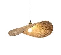 Bamboo Art Bamboo Chandelier Pastoral Style Lantern Pendant Lamp E27 Straw Hat Hand-Woven Lamp Retro Dining Room Chandelier Rattan Shades Light Farmhouse Lamps Kitchen Island Country Light
