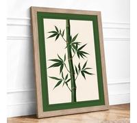 Bamboo Ascendant Botanical Framed Wall Art Print A4 (29.7×21cm) Oak, Wall Decor for Living Room, Bedroom, Office & Home, Ready to Hang, Art Gift