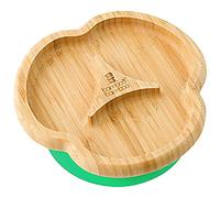 bamboo bamboo Baby and Toddler Plate for Feeding and Weaning, Bamboo Divider Taste Plate with Secure Suction, Suction Plates for Babies from 6 Months (Divider, Green)