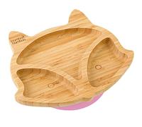 bamboo bamboo Baby and Toddler Plate for Feeding and Weaning, Bamboo Fox Plate with Secure Suction for Babies from 6 Months (Fox, Pink)