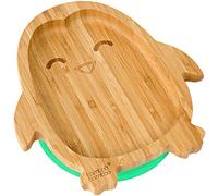 bamboo bamboo Baby and Toddler Plate for Feeding and Weaning, Bamboo Penguin Plate with Secure Suction, Suction Plates for Babies from 6 Months (Penguin, Green)