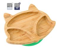 bamboo bamboo Baby Plate and Toddler Plate, Suction Plate for Feeding and Weaning, Bamboo Fox Plate with Secure Suction, Suction Plates for Babies from 6 Months (Fox, Green)