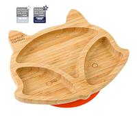 bamboo bamboo Baby Plate and Toddler Plate, Suction Plate for Feeding and Weaning, Bamboo Fox Plate with Secure Suction, Suction Plates for Babies from 6 Months (Fox, Orange)