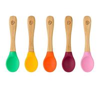bamboo bamboo ® Baby Weaning Spoons Set of 5 | Bamboo with Soft Silicone Tips | Ergonomic Easy Grip Handles | BPA-Free (Set of 5)