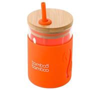 bamboo bamboo Sippy Cup, Straw Cups for Toddlers, Glass Jar with Bamboo Lid & Silicone Impact Sleeve, Perfect for Drinks & Smoothies, 350ml Capacity Baby Cup for Transitioning Toddlers (Orange)