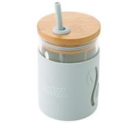 bamboo bamboo Sippy Cup, Straw Cups for Toddlers, Glass Jar with Bamboo Lid & Silicone Impact Sleeve, Perfect for Drinks & Smoothies, 350ml Capacity Baby Cup for Transitioning Toddlers (Grey)