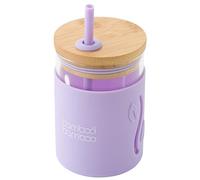 bamboo bamboo Sippy Cup, Straw Cups for Toddlers, Glass Jar with Bamboo Lid & Silicone Impact Sleeve, Perfect for Drinks & Smoothies, 350ml Capacity Baby Cup for Transitioning Toddlers (Lilac)