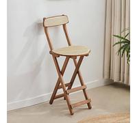 Bamboo Bar Stool with Backrest and Footrest, Rattan Counter Height Chair for Kitchen Island and Dining Room, No Assembly Required