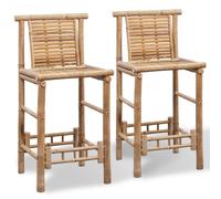 Bamboo Bar Stools Set of 2, 53x45x102 cm, Natural Colour, Durable & Stylish