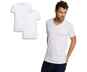 Bamboo Basics - Men's Bamboo T-Shirt - Velo - V-Neckline - 2 Pack - Extra Long - Extra Soft and Breathable - White