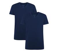 Bamboo Basics Velo Men's T-Shirt, Pack of 2, Undershirt, V-Neck, Single Jersey, Navy, blue, L