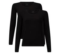 Bamboo Basics Women's T-Shirt, Pack of 2 - Lara Long-Sleeved Undershirt, Round Neck, Plain, black, M