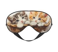 Bamboo Basket Cat Print Sleep Mask with Adjustable Strap, Comfortable Eye Cover for Travel, Yoga, Napping, Sleeping & Relaxation