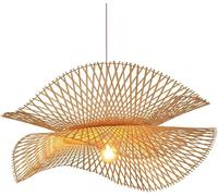 Bamboo Basket Chandelier Wicker Woven Lamp Shade Rustic Style Hanging DIY Hollow 1-Pack Rattan Cage Ceiling Lamps Fixtures Compatible with Cafe Kitchen Island Teahouse Li(45cm)