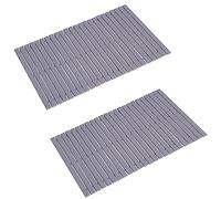 Bamboo Bath Mat Bathroom Rugs Floor Wood Shower Bathtub Waterproof Non Slip Grey Bamboo Accessories 16x24 Inch Easy to Clean, 2 pcs