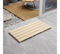 Bamboo Bath Mat, Non Slip Wooden Shower Mat Floor Sturdy Mats, Shower Mat for Bathroom, Platform for Spa, Sauna, Pool, Hot Tub, Indoor Or Outdoor Use(White,100 * 50cm/39.4 * 19.6in)