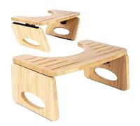 Bamboo Bath Stool - Wooden Bamboo Bath Stool | Folding Stool for Squat Toilet Folding Stool for Toilet Toilet Seat Poop Foot Stool for Full BM