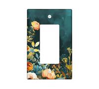 Bamboo Bathroom Single Rocker Light Switch Cover, Nature Zen Cherries Blossom Watering Can Spring Green Plastic Standard Size Switch Plate Decorative for Home Living Room Bedroom Apartment Decor