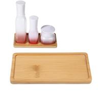 Bamboo Bathroom Tray, 6.9 × 3.5 Inch Bathroom Countertop Tray Wooden Vanity Trays Toilet Tank Trays for Home Kitchen Bath Dresser Organizing Candle Perfume Soap Dispenser Cosmetics Shampoo Lotion