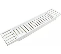 Bamboo Bathtub Caddy Tray - Adjustable Bath Tray Table, Wooden Bathtub Organizer, Spa Bath Rack, Over Tub Storage, Bath Accessories Holder & Luxury Bath Shelf (White)