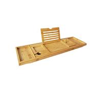 Bamboo Bathtub Caddy Tray for Tub,Adjustable Bathroom Bathtub Organizer with Book Tablet Wine Glass Cup Towel Holder