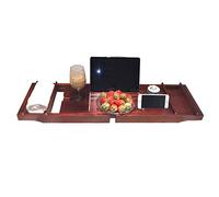 Bamboo Bathtub Caddy Tray with Extendable Sides Wood Bath Tub nizer for Spa Accessories Books and Wine Wooden Bathroom Storage Shelf Rack for Relaxing Soak