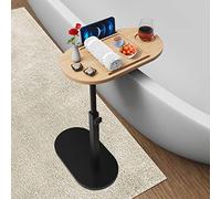Bamboo Bathtub Tray Table with Sturdy Base & Thick Metal Bracket, Adjustable Height, Perfect Bathroom Tub Accessories, Bed Side Desk, Sofa End Table Gift for Women, Men