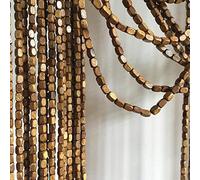 Bamboo Beaded Door Curtain - 80 Strands Wooden Bead Room Divider, Hanging Fly Screen, Stylish Privacy Partition for Doorways & Windows, Home Décor Accessory