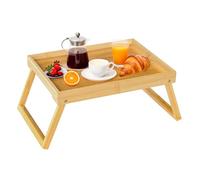Bamboo Bed Tray Table with Folding Leg, Breakfast in Bed Tray for Eating,TV Table, Laptop Computer,Snack,Sofa or Working, Laptop Desk(Beige)