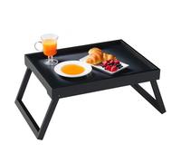 Bamboo Bed Tray Table with Folding Leg, Breakfast Trays for Eating,for Kitchen Serving Tray, Food, Sofa, Snacking or Working, Laptop Desk Dinner (Black)