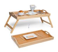 Bamboo Bed Tray Table with Folding Legs & Handles, 50 X 30 X 23.5cm, Multipurpose, Breakfast & Lap Tray, Ideal for Sofa & Bed