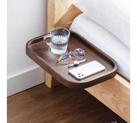 Bamboo Bedside Shelf, Clip-On Nightstand Tray, Floating Bunk Bed Side Table, 15kg Load Capacity for Water Cup, Phone, Tablet, Books