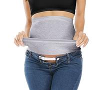 Bamboo Belly Band For Pregnancy with 2 PC of Waist Extenders for All Stages of Pregnancy Postpartum Soft Adominal Support - grey - 3