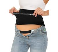 Bamboo Belly Band For Pregnancy with 2 PC of Waist Extenders for All Stages of Pregnancy Postpartum Soft Adominal Support, Black, Large