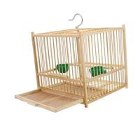 Bamboo Bird Cage for Birds Portable Birdcage with Hanging Hook Ideal for Canaries and Parrots Includes 2 Feeding Cups Indoor/Outdoor Use