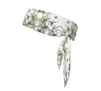 Bamboo Bird Pattern Unisex Sports Head Tie - Double-Sided, Moisture-Wicking Workout Headband, Adjustable Knotted Band for Running, Yoga & Gym