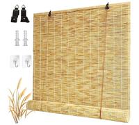 Bamboo Blinds 60 100 120 145 165 180cm Wide Retro Bamboo Roller Blinds Natural Reed Curtains Anti-UV Outdoor Roller Blinds Shade With Lifter Sunshade Privacy Screen Roman Blinds For Kitchen Windows